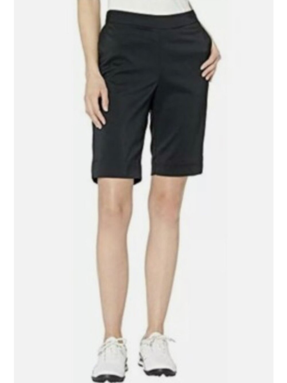 NIKE Solid Black Women's Bermuda Dri-Fit Tournament 11" Inseam Golf Short Size 2